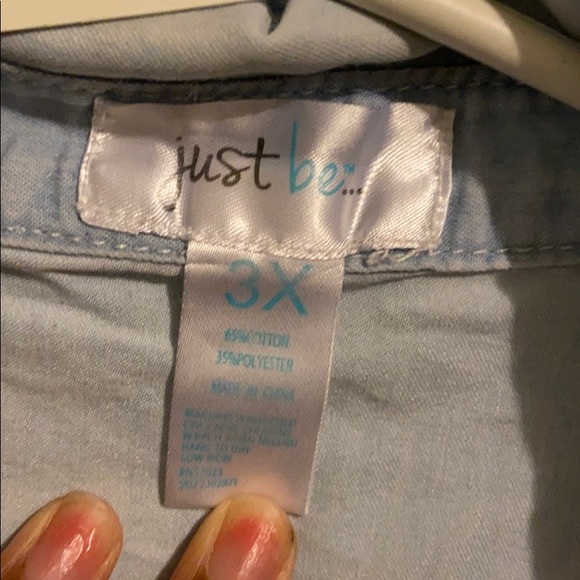 Just Be | Plus Sized Denim Shirt - Picture 2 of 2